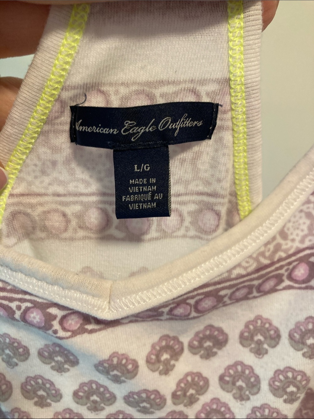 American Eagle Outfitters White and Mauve Striped Racerback Tank - Picture 3 of 9